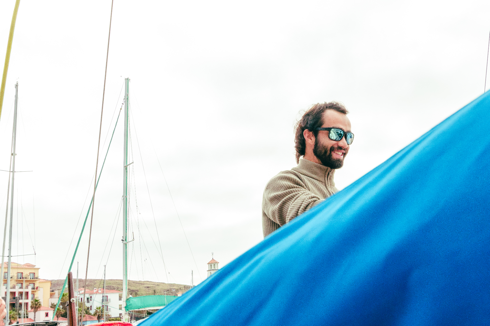 Alexandre at the helm, golden hour